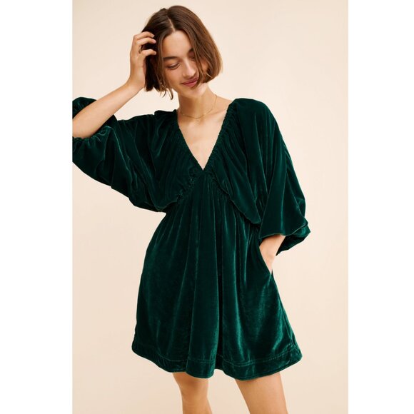 Free People Portia Velvet Babydoll Minidress - Picture 1 of 5